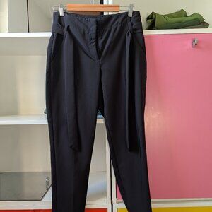 Belted paperbag/high-waist dress pant